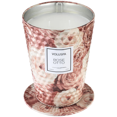 2 Wick Tin Table Candle in Rose Otto design by Voluspa-img55