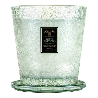 3 Wick Hearth Glass Candle in White Cypress-img58