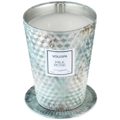 2 Wick Tin Table Candle in Milk Rose design by Voluspa-img94