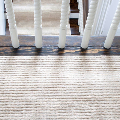 Cut Striped Ivory Hand Knotted Viscose & Wool Rug-img74