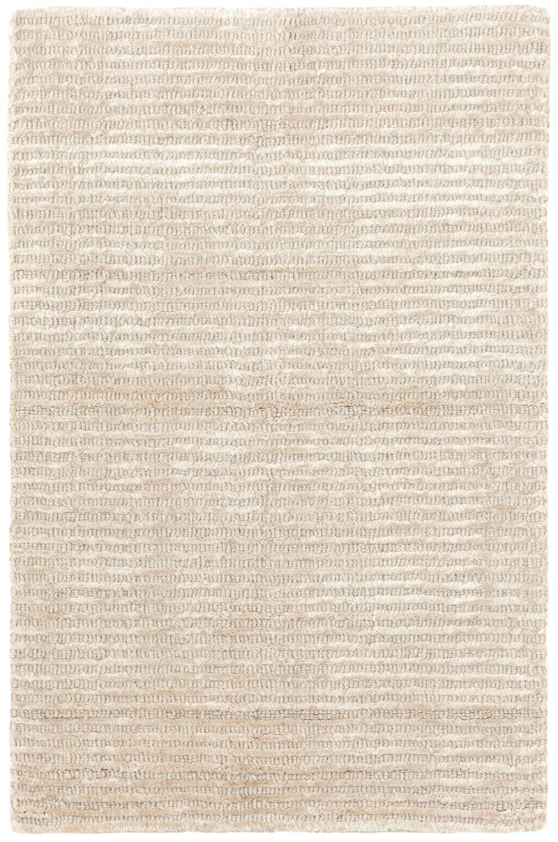 Cut Striped Ivory Hand Knotted Viscose & Wool Rug-img7