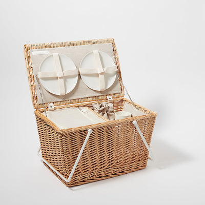 Large Picnic Cooler Basket Natural-img0