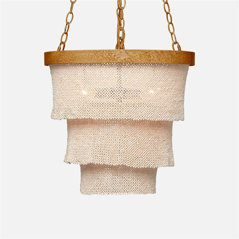 Patricia Round Chandelier in Gold Metal w/ Natural Coco Beads by Made Goods-img55