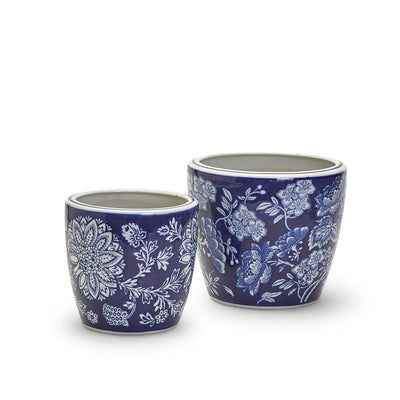 blue and white hand painted planters set of 2 3-img26