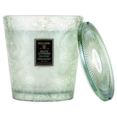 3 Wick Hearth Glass Candle in White Cypress-img9